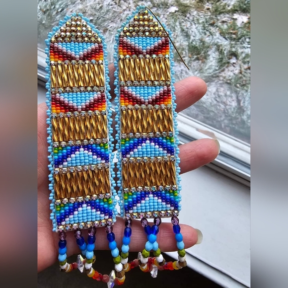 Beaded earrings with 24k gold beads - Picture 1 of 2